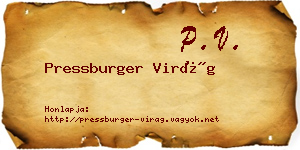 Pressburger Virág névjegykártya